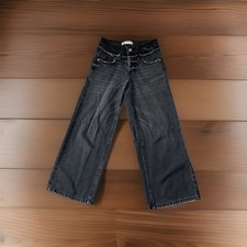 ZARA girls Black Wash Jeans Size 9 WIDE LEG Used Free Shipping