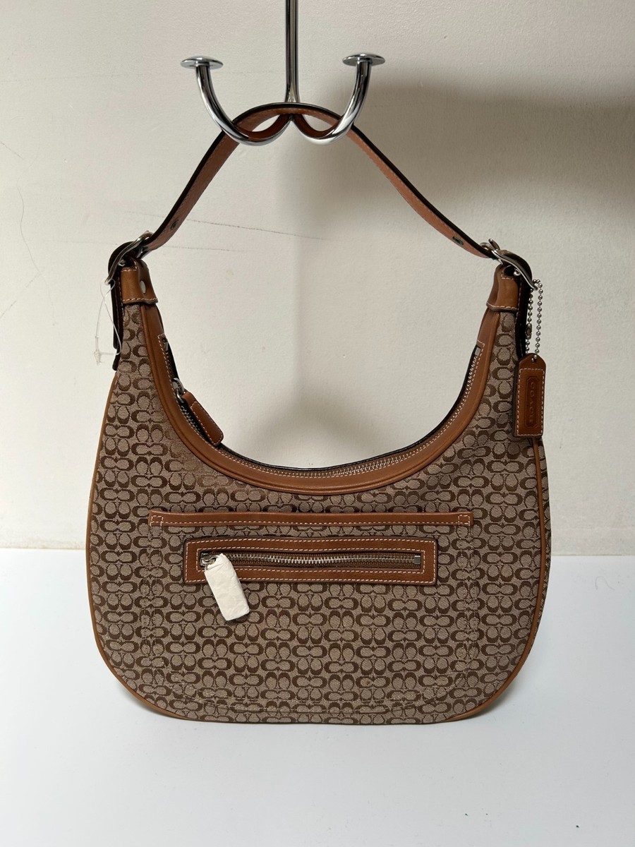 Vintage Y2K Coach Brown Hobo Signature Canvas Leather Shoulder
