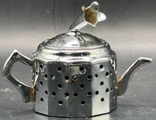 Vintage Stainless Steel Mini Teapot Tea Infuser Loose Leaf Strainer w/ Chain