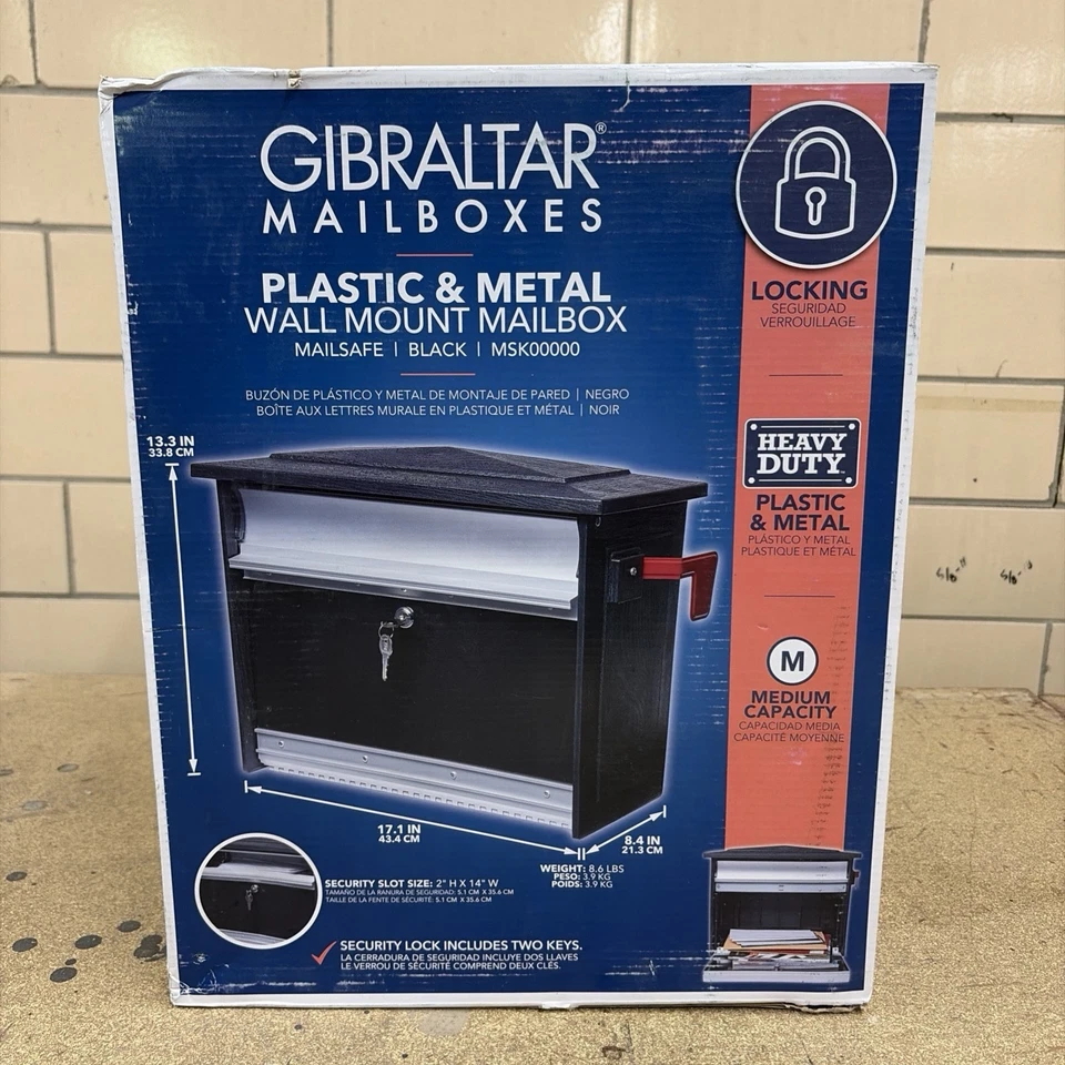 Gibraltar Wall-Mount Locking Mailbox - Black (MSK00000) - Image 1 of 1