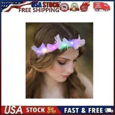 LED Luminous Headband Rainbow Feather Angel Crown with Veil - One Size Fits All