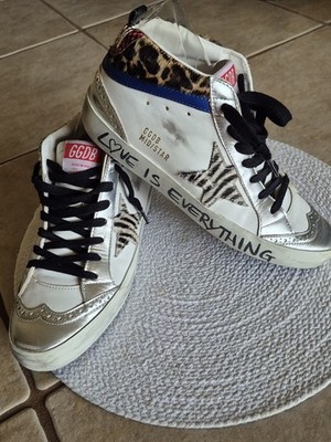 Golden Goose Midstar Love Is Everything Leather  Zebra Star & Cheetah Size EU 38