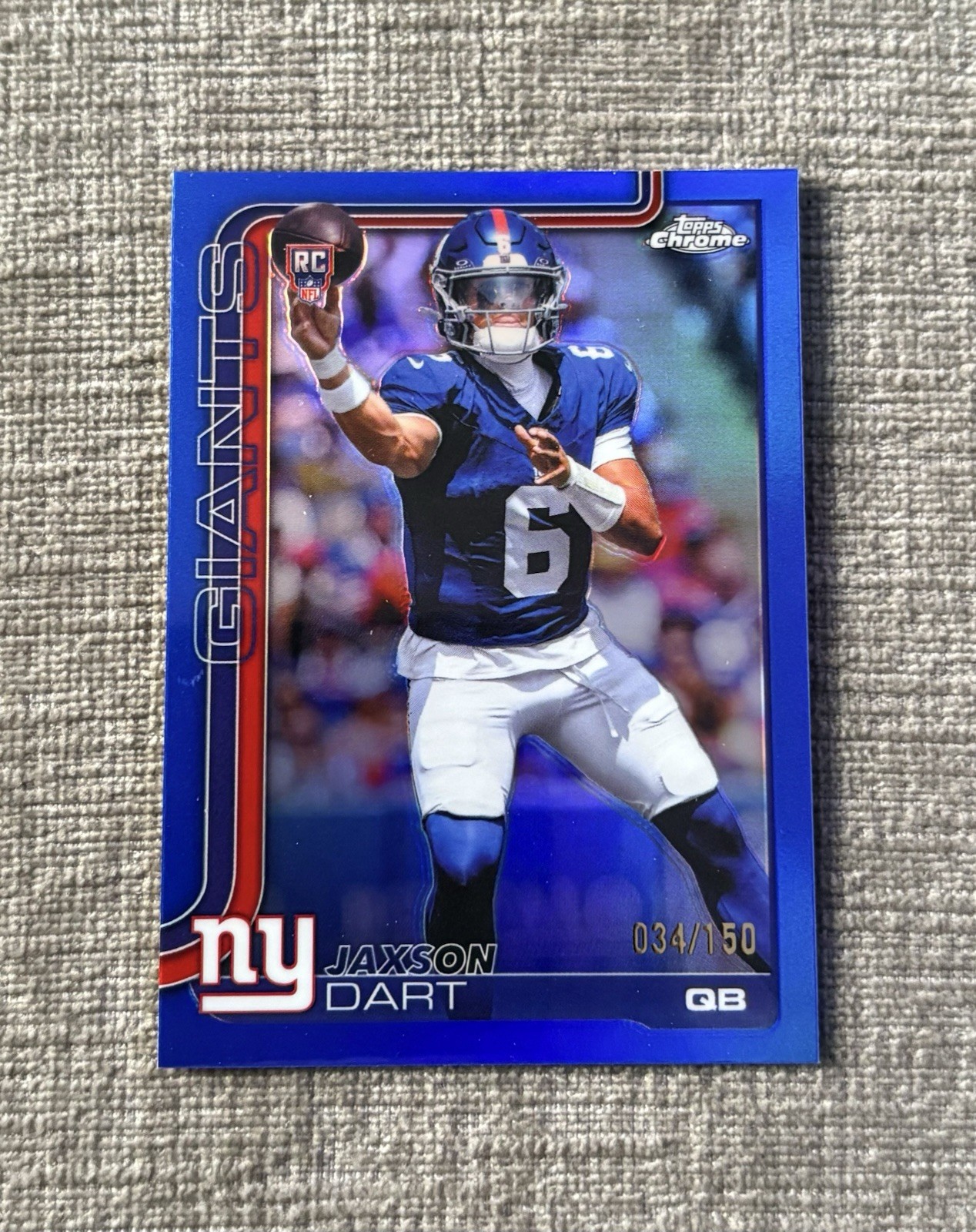 2025 Topps Chrome Jaxson Dart Rookie True Blue Refractor 034/150
