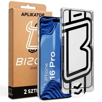 2X Schutzglas Mit Applikationsrahme FüR Iphone 16 Pro Bizon Displayschutzglas