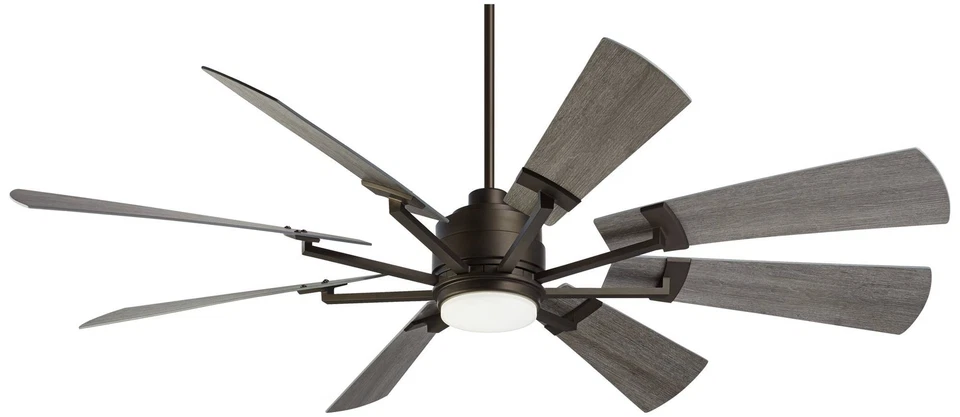 72" Windmill Industrial Indoor Outdoor Ceiling Fan with LED Light Remote Bronze - Image 2 of 4