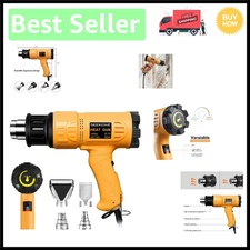 Ergonomic 1800W Heat Gun for Crafts & Repairs - Variable Temperature, 4 Nozzles