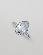Avon Clear Teardrop CZ Halo Cocktail Ring Siz...