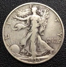 1938-D Walking Liberty Silver Half Dollar, VF. G121