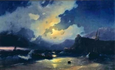 Oil painting Pathmos-Ivan-Constantinovich-Aivazovsky-Oil-Painting seascape waves
