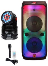 MR DJ FLAME4200 10" X 2 Rechargeable Portable Bluetooth Karaoke Speaker with Par