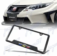 X1 For MUGEN POWER Carbon Fiber Look License Plate Frame ABS