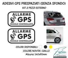 DUE ADESIVI ANTIFURTO SATELLITARE GPS STICKERS AUTO SCOOTER 70X130MM ALLARME