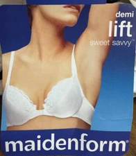 Vtg MAIDENFORM NWT Sweet Nothings Bra White 3787 Satin Lace Front Close 34C
