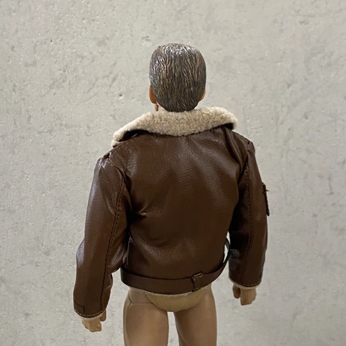 MO-FRJK-TN: 1/12 Brown Leather Zipper Jacket with Fur Collar for 6" slim body image 3