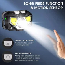LED Rechargeable Sensor Headlamp 1200 Lumen Outdoor Running Hiking Camping Light