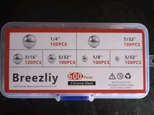 Breezliy SAE Precision Bearing Ball Assortment Kit 600 Pieces Chrome Steel