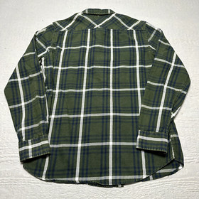 Nuon Shirt Mens Medium Green Plaid Button Up Pockets Long Sleeve Cotton Outdoor