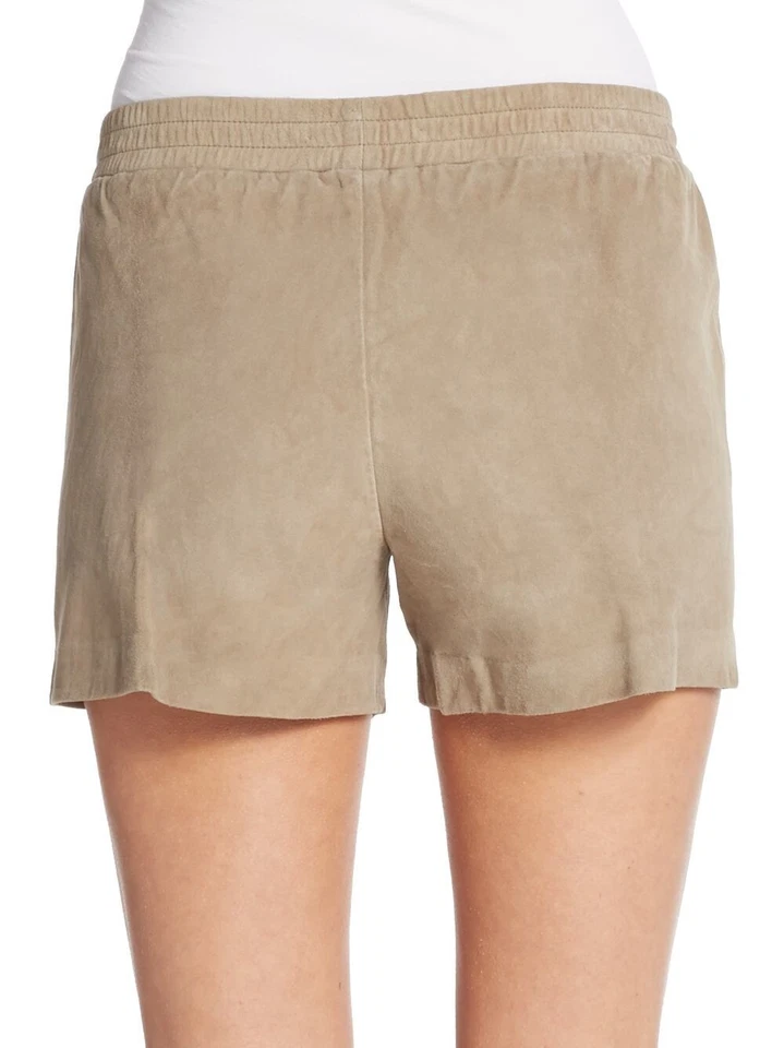 Pantalones Cortos Boxer Informales Vince Mujer Gamuza Cuero Cordón Beige Talla Mediana Foto 3 de 3