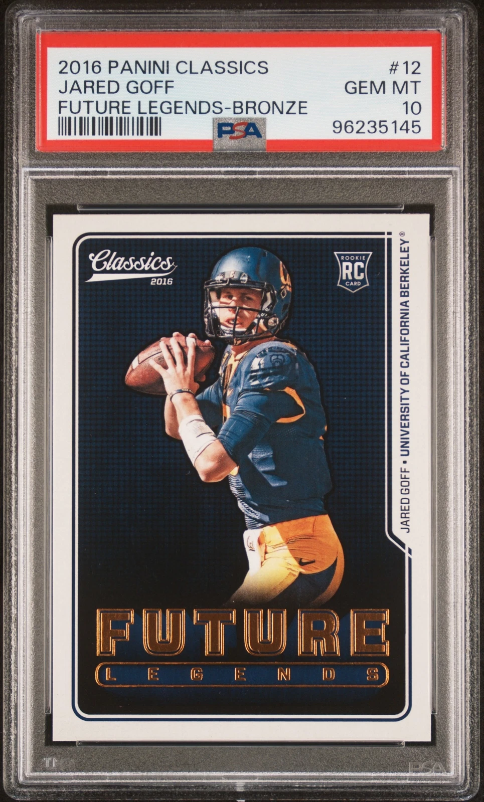 Jared Goff Panini Classics Future Legends #12 Bronze