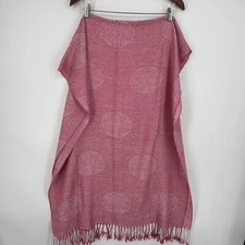 Pashmina Womens Large Rectangular Scarf Pink Scroll Medallion Pink Silk Blend