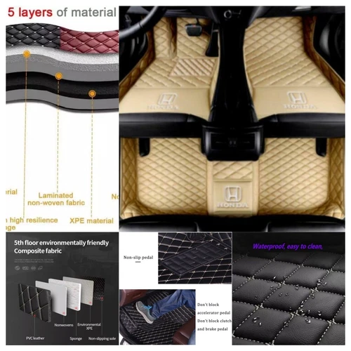 For Honda All Models Waterproof Custom Car Floor Mats Front & Rear Carpet Liner - Picture 38 of 44