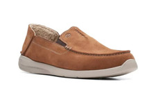 NEW CLARKS COLLECTION Brown Gorwin Step Slip On Suede Loafers Men's Size 10.5