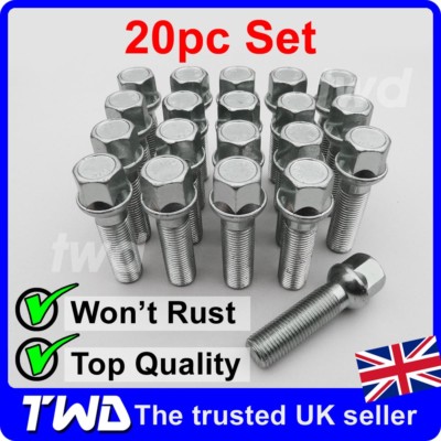 BIMECC M14x1.5 60° Alloy Wheel Bolts – 45mm Thread (20-Pack) For Mercedes E-Class