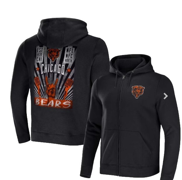 Men's Chicago Bears NFL x Darius Rucker Black Full Zip Hoodie Size