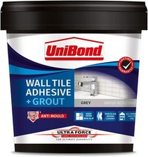 UniBond Wall Tile Adhesive & Grout Anti-Mould Waterproof Ready 1.38kg - GREY