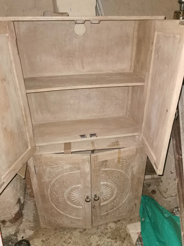 LARGE PINE LINEN/PANTRY/ STORAGE CUPBOARD STIFFKEY BLUE F&B - Image 3 of 4