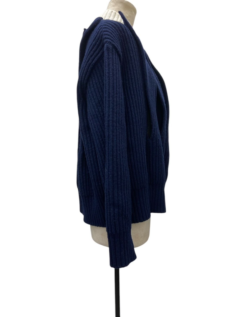 Sacai Wool Knit Blouson Zip-Up Bicolor Navy White Size 1 23-06959