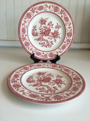 Queen's Indian Tree Red Pink Salad Plate Set of 2