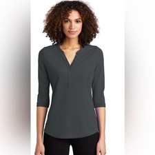OGIO Roll Up Sleeve Gray Henley Top. Size L