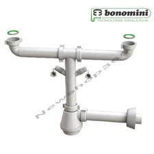 SIFONE LAVELLO BONOMINI 2 VIE SCARICO LAVASTOVIGLIE LAVATRICE 40 MM SENZA PILETT