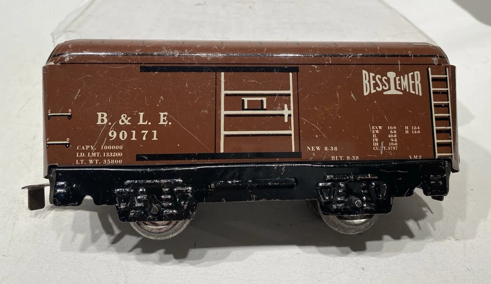 Marx 90171 B. & L. E. Boxcar -Solid Doors - 4 wheel / Sliding Tab & Slot Coupler - Image 2 of 4