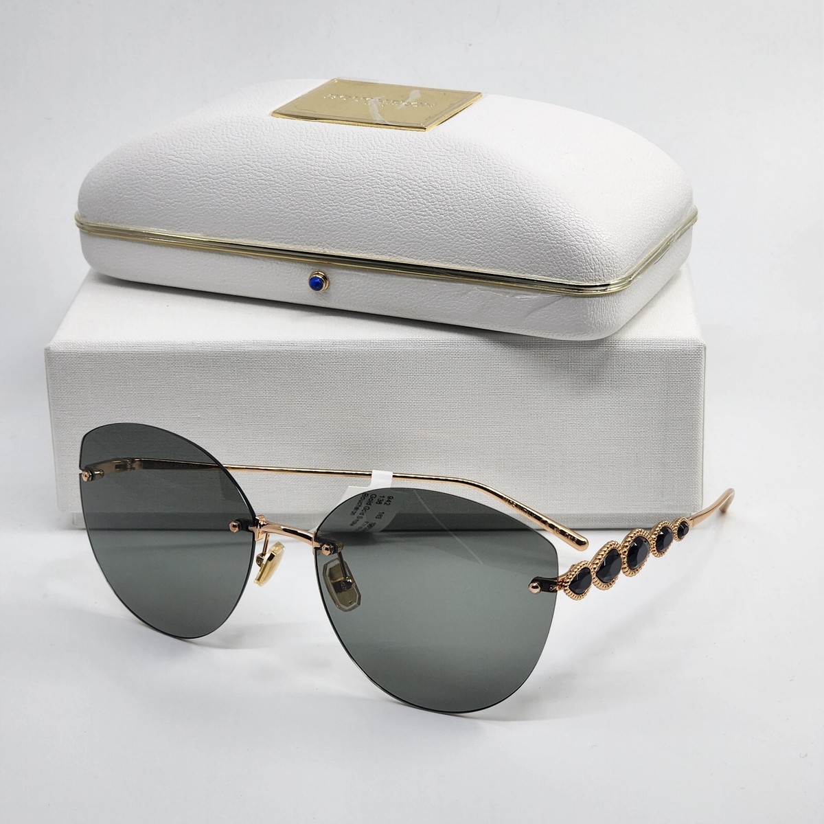 🍀BOUCHERON Cat Eye Sunglasses BC0132S 001 Gold/ Black Crystal