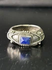 Vintage Ring Size 7.5 Silver Sterling Blue Lapis Lazuli Gem Southwestern