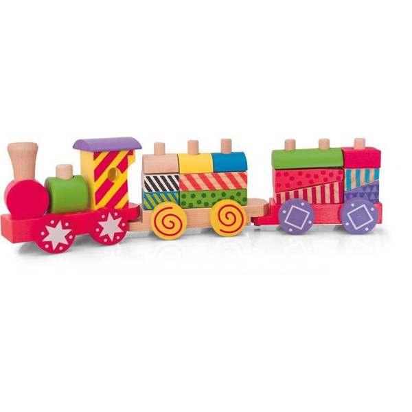 Holzzug Kleinkinder Holzstapelzug Holzspielzeug Stapelspiel Steckspiel # 91122-image