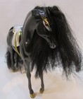 Vintage 11" Tall pre-owned Black Bratz Doll Horse w Styling Hair Silver Saddle — photo 3