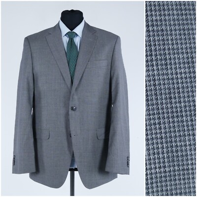 Herren Blazer 42R UK Größe BENVENUTO Kariert Grau Wolle Sport Mantel Jacke