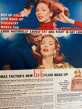 Max Factor Hi-Fi Fluid Make Up, Cosmetics, Full Page Vintage Print Ad