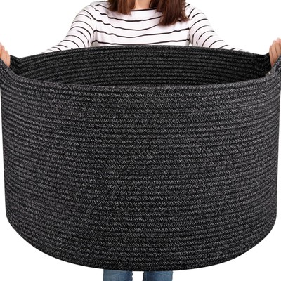 Large Woven Baskets for Storage, 22.8'' x 22.8'' x 13'' Blanket Storage Living R...