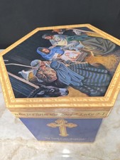 Nativity Scene Christmas Ornaments Glitter Blue Gold Cross Religious Set Of 14