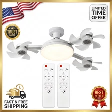 LED Socket Ceiling Fan with Light & Remote E27 Screw In Smart Mini Fan