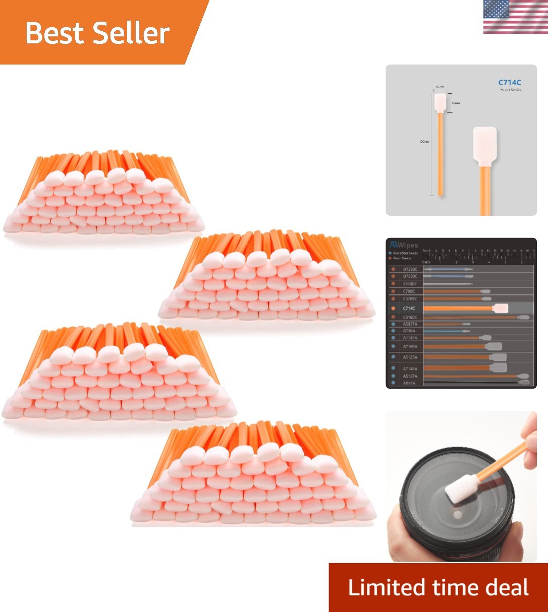 Versatile 200 Pack Foam Cleaning Swabs 5.25" - Perfect for Sensitive Equipment