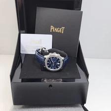 2025 Full Set Piaget Polo 42 mm Chronograph Blue Steel Leather Watch G0A43002