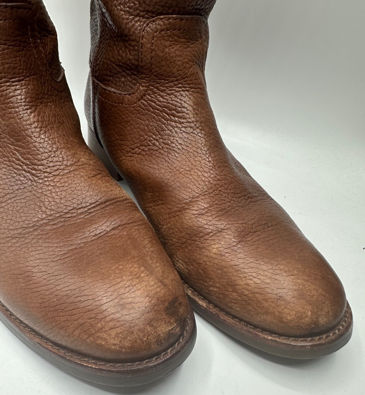 Tory Burch Boots Women's Size 7.5 M Brown Pebbled Leather Tall Junction Riding thumbnail 2