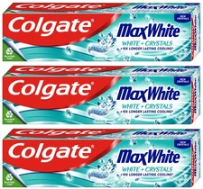 3 COLGATE MAX WHITE White Crystals Whitening Cooling Daily Toothpaste 75ml