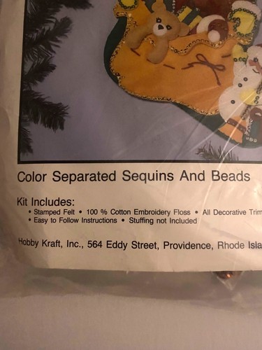 NOS Hobby Kraft Bilderbuch Filzstrumpf Kit Weihnachtsmann Schneemann Spielzeug 18" USA - Bild 4 von 5