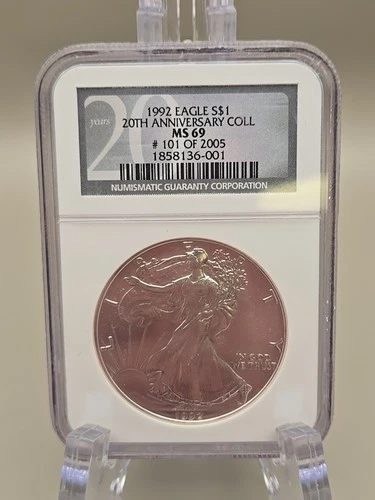 1992 American Silver Eagle Dollar NGC MS69 - 20th Anniversary Coll